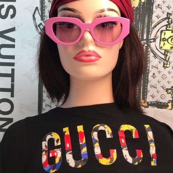 New Authentic ✨ Authentic Gucci GG1421S 004 Sunglasses – Pink Geometric Cat-Eye - Picture 6 of 12